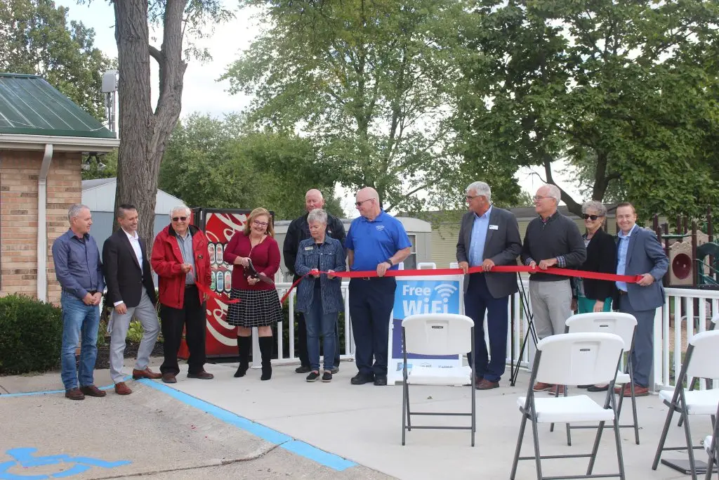 A ribbon cutting ceremony with local Lafayette leaders