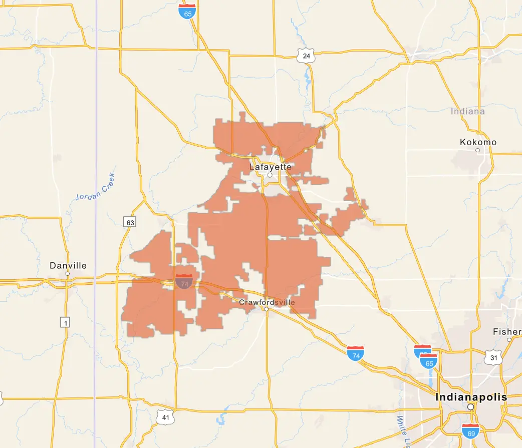 A map of Tipmont's electric service area